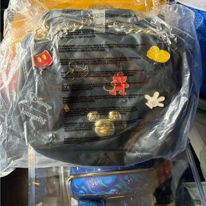 Loungefly Black Crossbody Bag with Disney pins